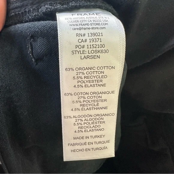 FRAME Le One Skinny High-Waisted Jeans in Larsen Black Wash SZ 2 (SIZES 29-34) - Picture 12 of 13